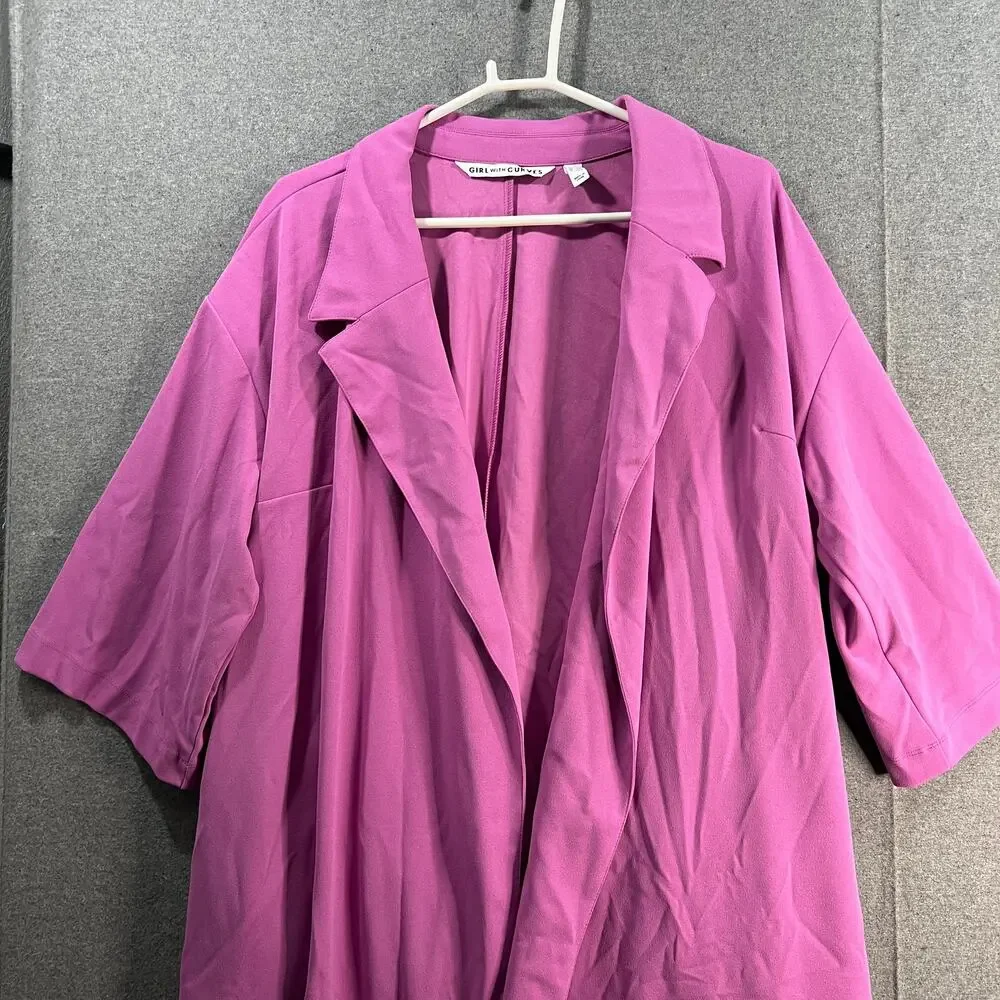 Girl With Curves Petite 3/4Sleeve Wrap Coat with Tie Wa Radiant Orchid Petite 1X